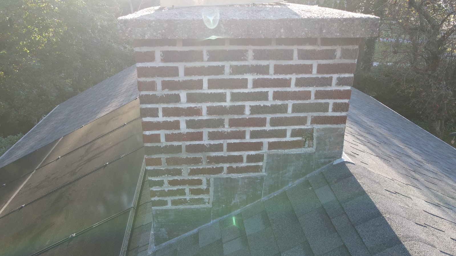 Chimney re-flashed, new step and counter flashing, Newington, CT