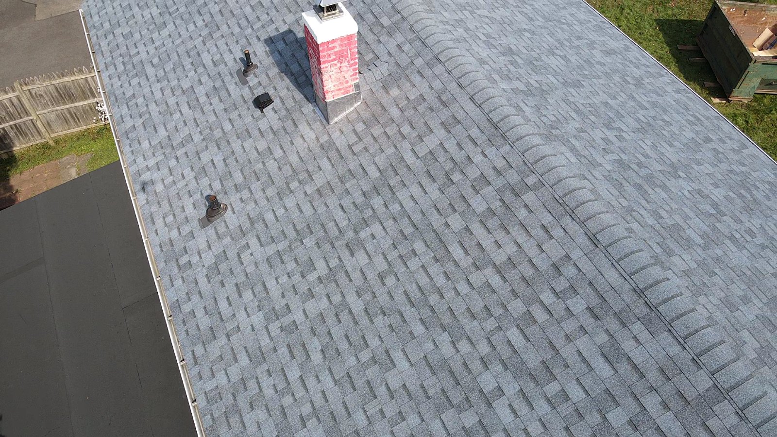 Chimney flashed, pipe boots set, ridge vent in, West Haven, CT